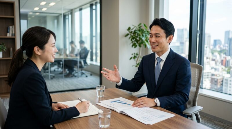 40代転職でマネジメント経験を面接で伝える場面のイメージ