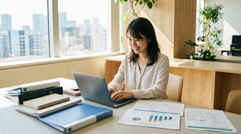 書類選考突破を目指して職務経歴書を作成する求職者のイメージ。株式会社リオルサの転職エージェントが推奨する書き方を象徴。