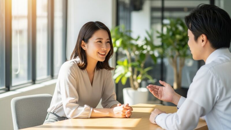 未経験転職について前向きに相談する30代日本人