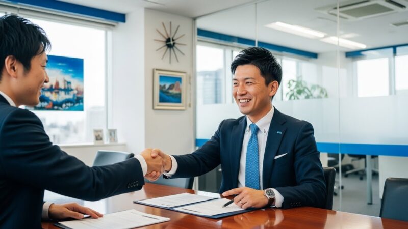 株式会社リオルサのキャリアアドバイザーと笑顔で対面相談する求職者。信頼できる転職エージェントのサポート風景。