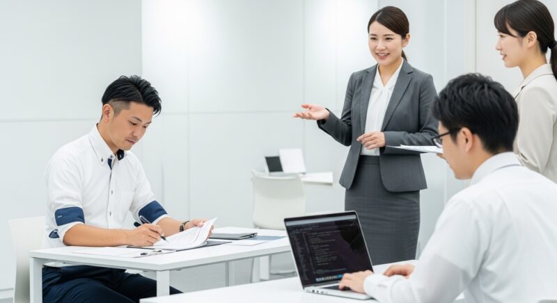 事務・営業・技術職それぞれのビジネスパーソンのイメージ