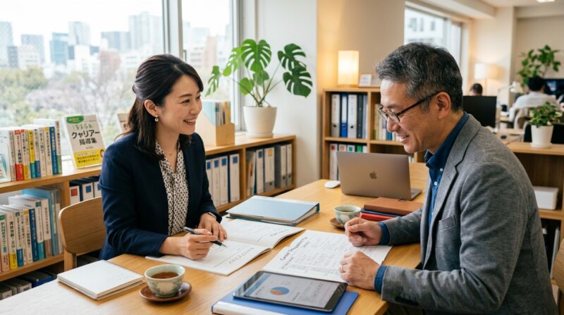 転職エージェントと40代求職者がキャリア相談をしている様子