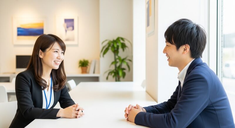 職務経歴書の添削を受ける転職希望者とキャリアアドバイザー