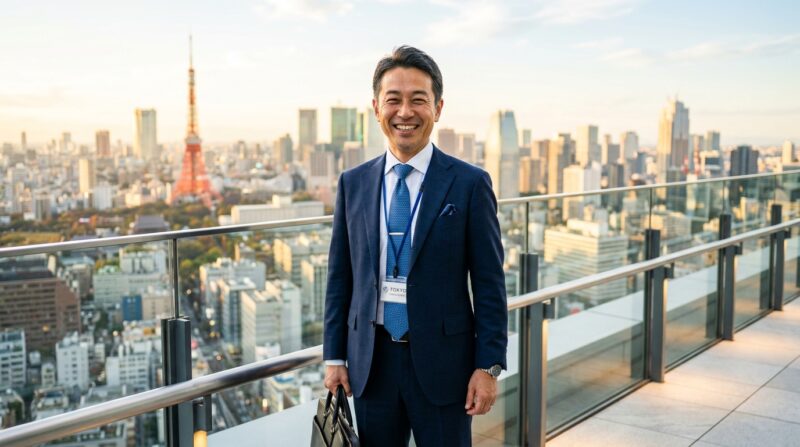 転職活動に成功し自信を持つ40代の男女ビジネスパーソンのイメージ