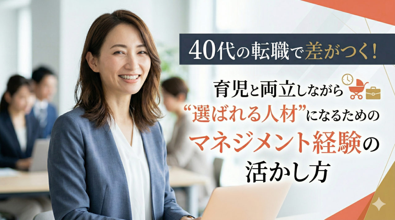 40代の転職を成功させるマネジメント経験の活かし方｜育児と両立する働き方や時短正社員のコツを転職エージェントが解説